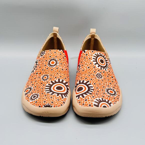 UIN Shoes Womens 10.5 Orange Canvas Abstract Art Print Slip On Casual Travel - Picture 3 of 10